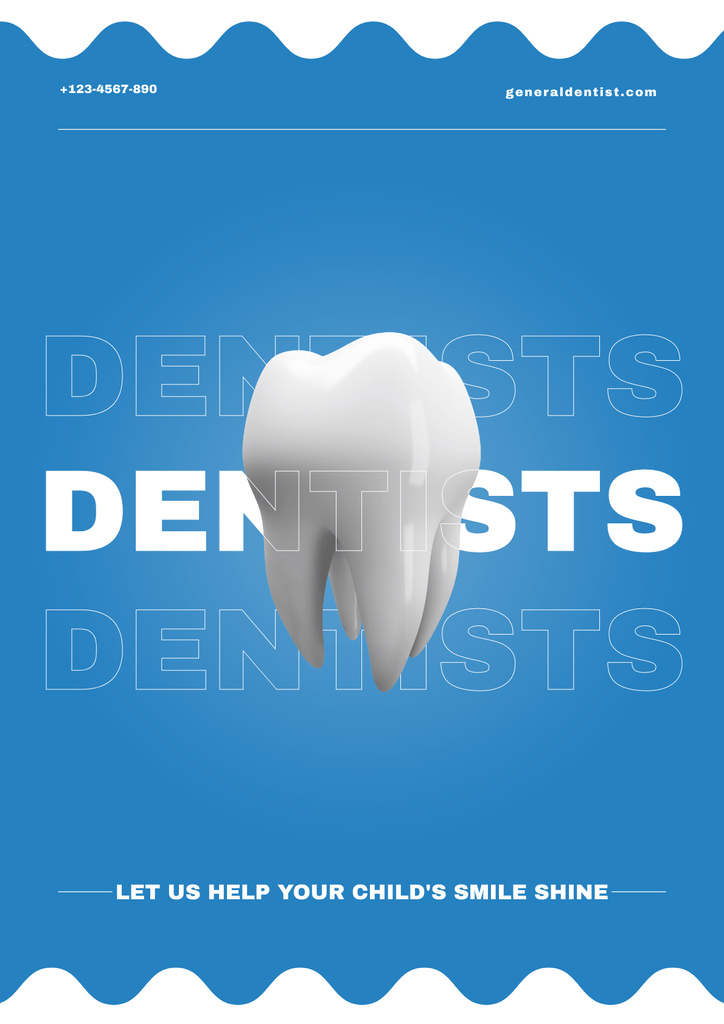 Platilla de diseño Dentist Services Offer with Illustration of White Tooth Poster