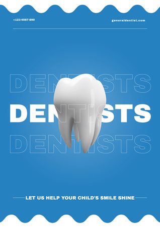 Dentist Services Offer with Illustration of White Tooth Poster Design Template