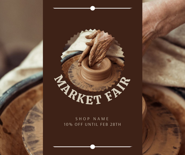 Announcement of Pottery Fair on Brown Facebook Design Template