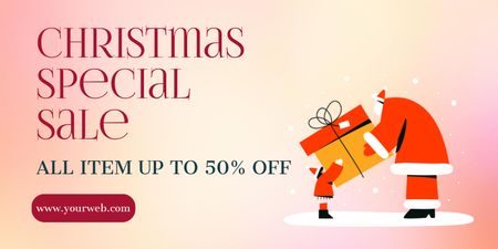 Platilla de diseño Christmas Special Sale Cartoon Pink Twitter