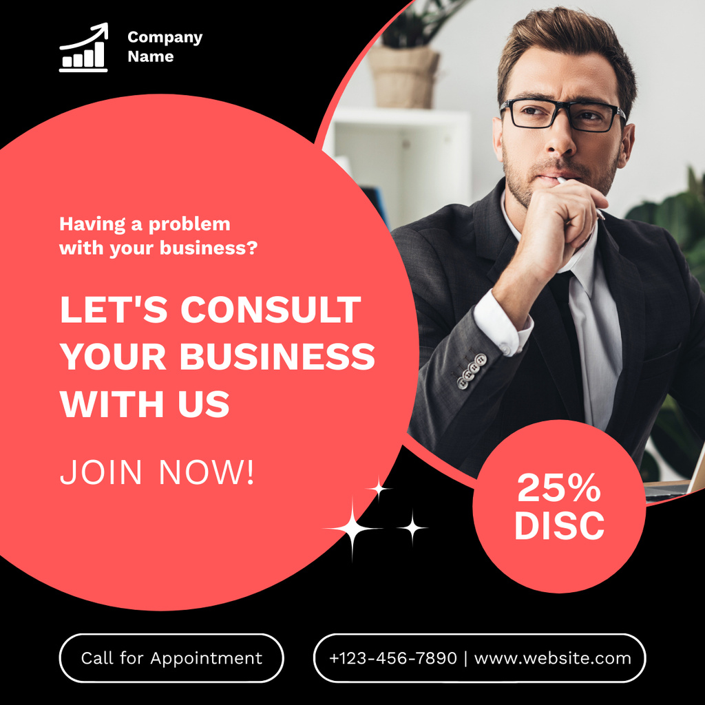 Business Consulting Ad with Offer of Discount LinkedIn post Design Template