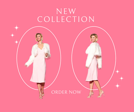 Designvorlage Luxuriöses Modekollektionsangebot in Pink für Facebook