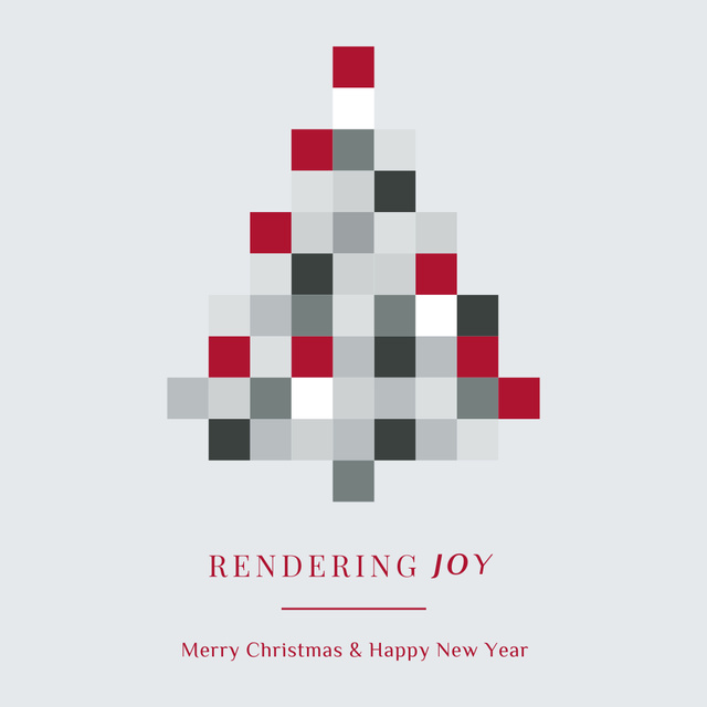 Stylized pixel Christmas tree for Greeting Instagram Modelo de Design