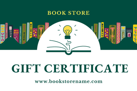 Bookstore Ad with Illustration of Books Gift Certificate Design Template