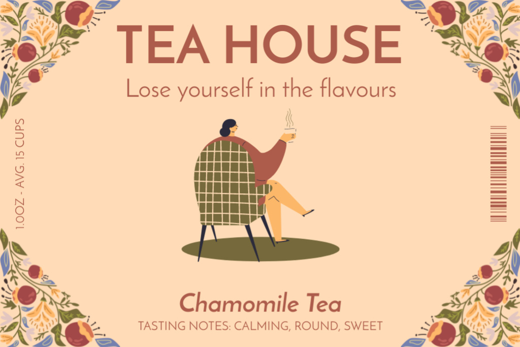 Plantilla de diseño de Chamomile Tea Retail Label 