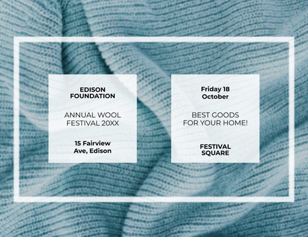 Yıllık Yün Festivali Ve Ev İçin Örgü Invitation 13.9x10.7cm Horizontal Tasarım Şablonu
