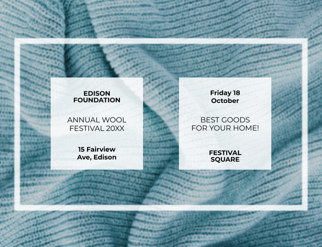 Designvorlage Annual Wool Festival And Knitting For Home für Invitation 13.9x10.7cm Horizontal