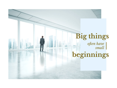 Inspiration Quote with Businessman on City Background Presentation Design Template