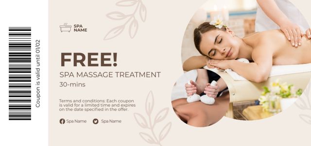 Platilla de diseño Free Spa Massage Treatments Ad Coupon Din Large