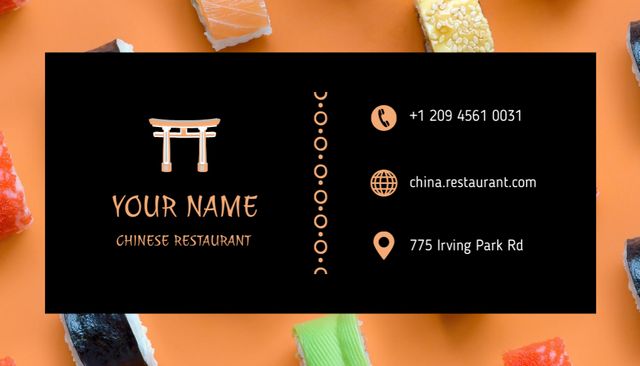 Chinese Restaurant Ad Business Card US Modelo de Design