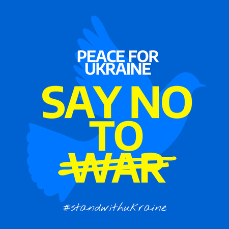 Plantilla de diseño de Llamado a detener la guerra en Ucrania con imagen de paloma de la paz Instagram 