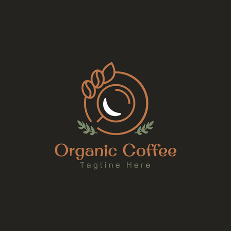 Emblem of Coffee Shop with Cup of Organic Coffee Logo 1080x1080pxデザインテンプレート