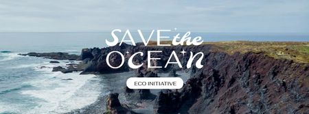 Ocean Protection Concept with waves Facebook cover Design Template