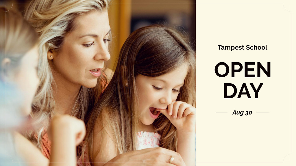 Mom and girl reading FB event cover Design Template