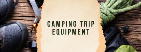 Camping Trip Equipment Offer with Travelling Kit Facebook cover Design Template