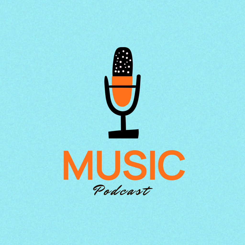 Template di design Talk Show About Music Announcement with Microphone Logo
