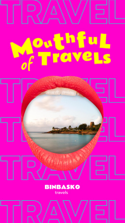 Modèle de visuel Funny Travel Offer with Nature Landscape in Mouth - Instagram Story