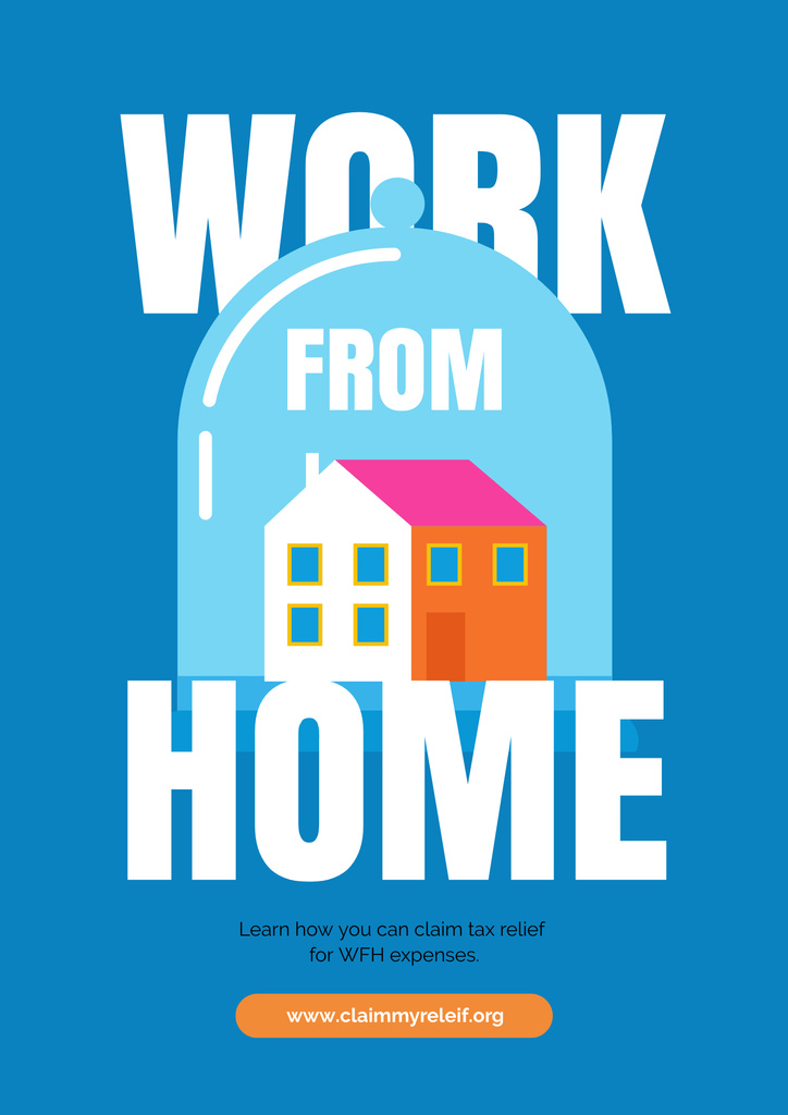 Ontwerpsjabloon van Poster B2 van Work From Home During Quarantine with Illustration of Isolated House