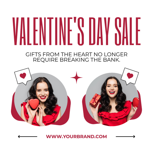 Ontwerpsjabloon van Instagram AD van Valentine's Day Big Sale Of Romantic Gifts
