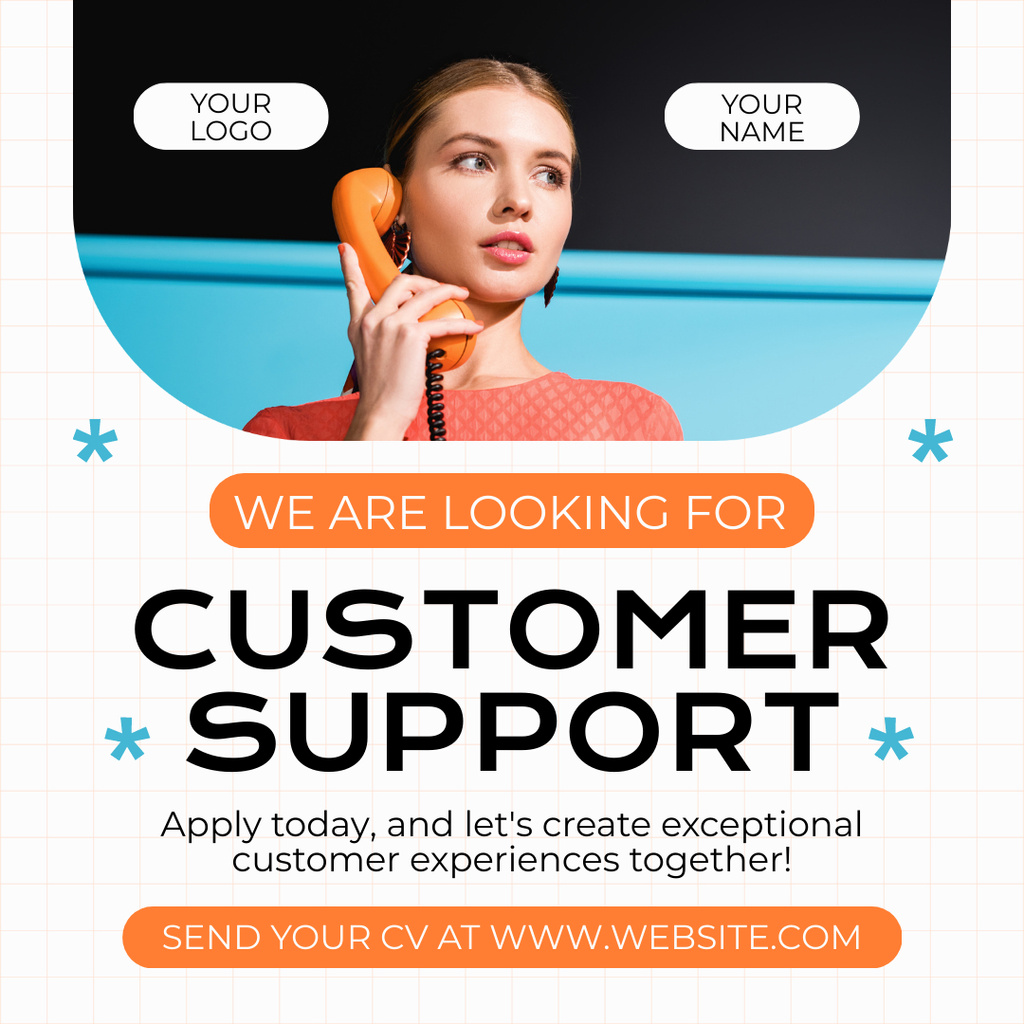 Modèle de visuel Customer Support Specialist is Wanted - Instagram