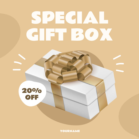 Plantilla de diseño de caja de regalo especial con productos beige Instagram 