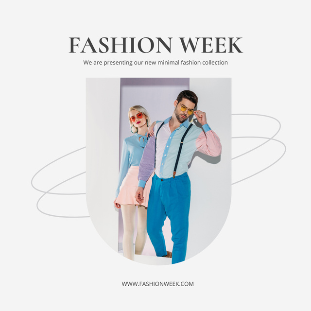 Fashion Collection Ad with Stylish Couple on White Instagramデザインテンプレート