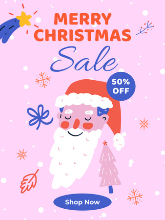 Doodle Illustration on Santa on Christmas Offer Poster US Design Template