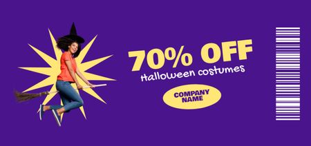 Halloween Costumes Sale Offer with Woman in Witch Costume Coupon Din Large Design Template