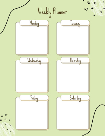 Personal Weekly Planner in Light Green Notepad 8.5x11in Design Template