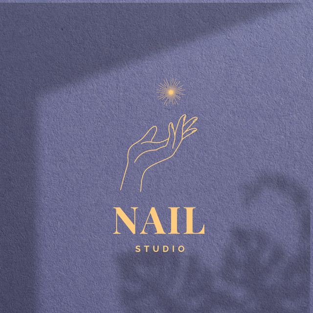 Emblem of Nail Studio with Hand Sketch Logo Design Template