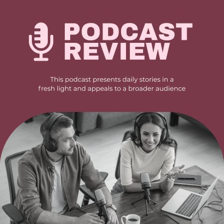 ラジオ番組でのデイリーストーリーのレビュー Podcast Coverデザインテンプレート