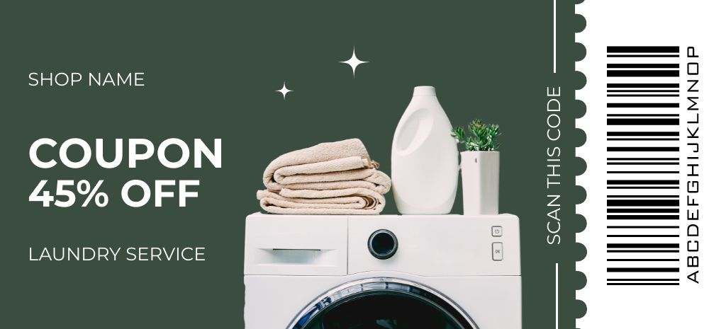 Offer Discounts on Laundry Service Coupon 3.75x8.25in Tasarım Şablonu