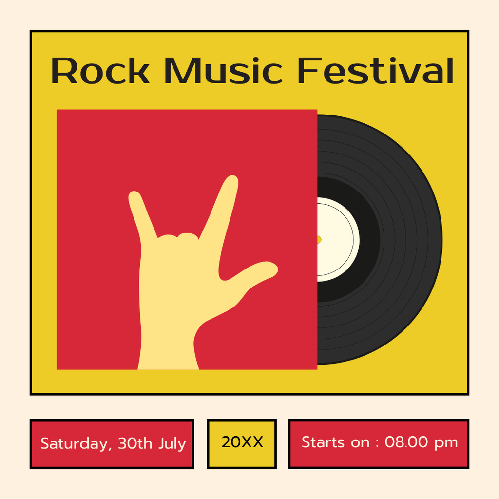 Ontwerpsjabloon van Instagram AD van Rock Music Festival Announcement With Gesture