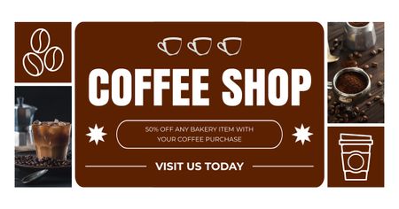 Various Coffee Drinks Offer With Discounts For Pastries Items Facebook AD Design Template