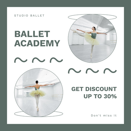 Ad of Discount in Ballet Academy Instagram Design Template