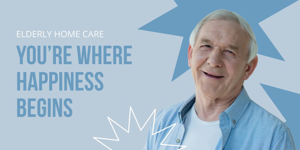 Home Care For Elderly With Slogan Twitter Design Template