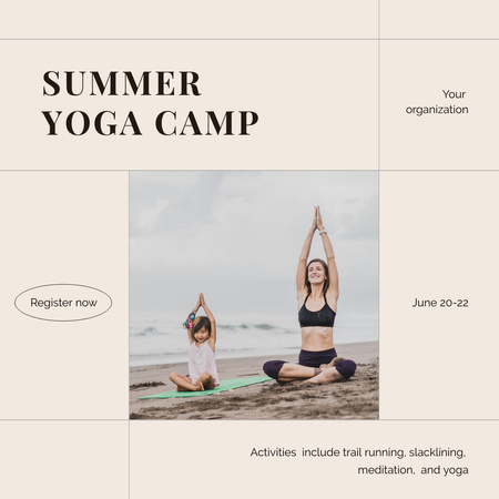 Woman Practicing Yoga with Girl Instagram Design Template