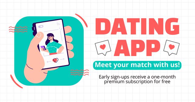 Meet Your Soulmate on Cutting-edge Dating Platform Facebook AD Modelo de Design