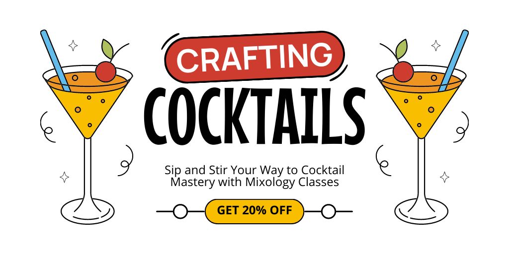 Discount on Craft Cocktail Mixology Classes Twitter Modelo de Design