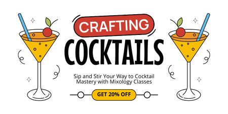 Designvorlage Rabatt auf Craft-Cocktail-Mixologie-Kurse für Twitter