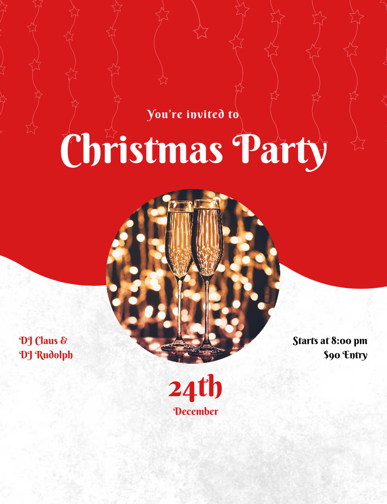 Christmas Party Announcement with Festive Lights Invitation 13.9x10.7cm Šablona návrhu