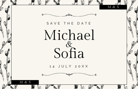 Save the Date Notification of Wedding Thank You Card 5.5x8.5in Πρότυπο σχεδίασης