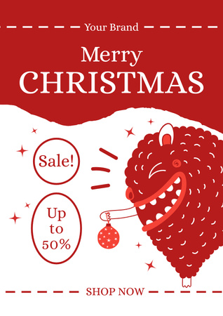 Merry Christmas Holiday Sale Red and White Poster Design Template