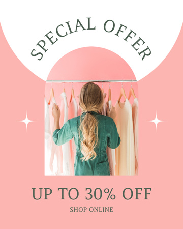 Clothes Sale with Special Discount Offer Instagram Post Vertical Modelo de Design