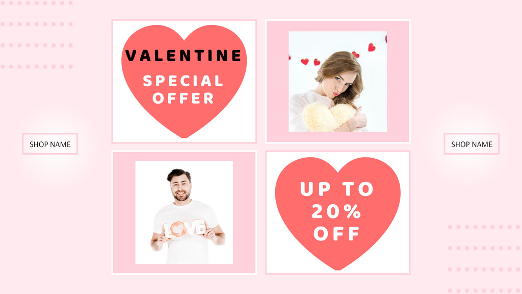 Valentine's Day Sale with Couple in Love and Red Hearts FB event cover Šablona návrhu