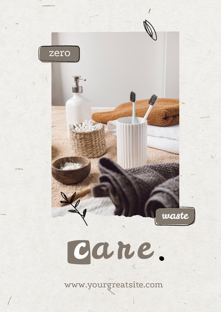 Zero Waste Concept with Different Hygiene Objects in Bathroom Poster A3 Design Template