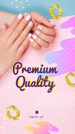 Designvorlage Hands with Pastel Nails in Manicure Salon für Instagram Story