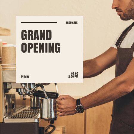 Designvorlage Coffee House Opening Annoncement  für Instagram