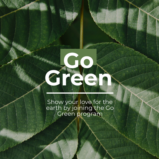 Green Lifestyle Concept Motivation with Plant Leaves Instagram tervezősablon