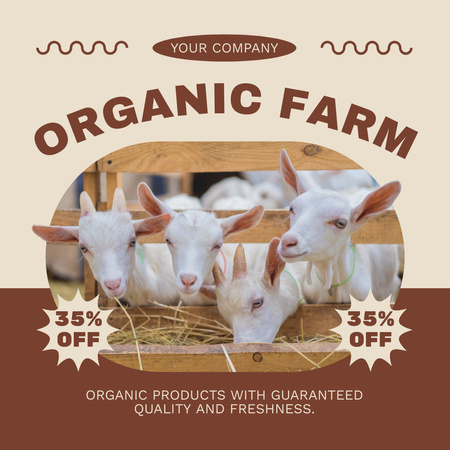 Plantilla de diseño de Anuncio de granja orgánica con lindas cabritas Instagram 